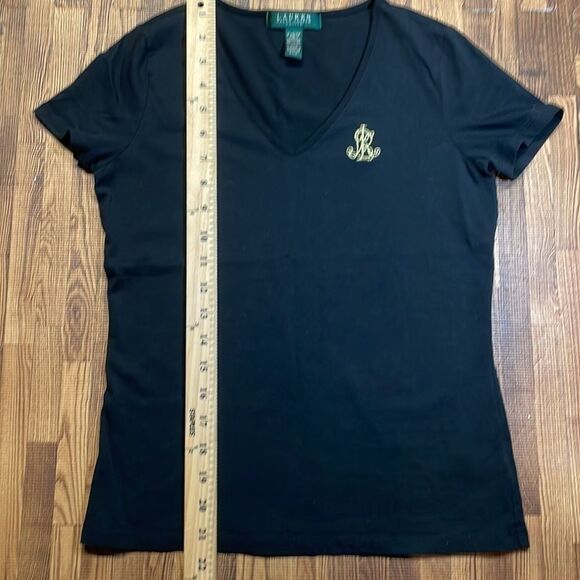 Ralph Lauren Petite black V-neck short sleeve t-shirt size PXS - Picture 3 of 5